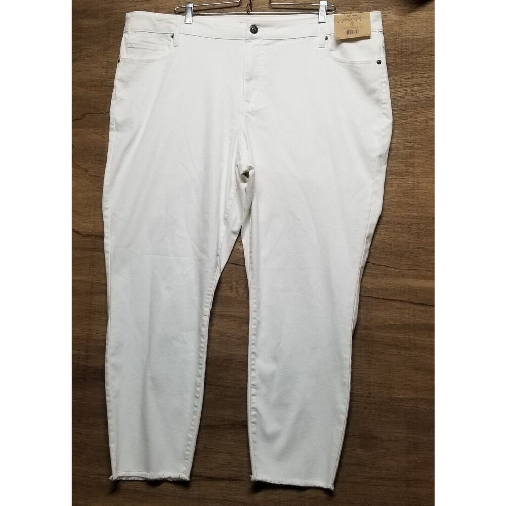 Ruff Hewn Womans Plus Size 24W White Jean Pants Skinny Ankle Midrise
